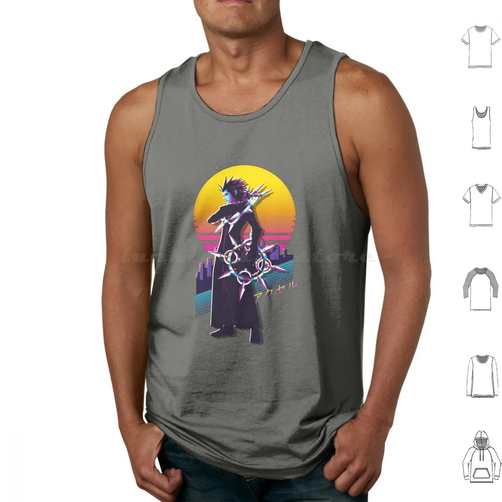 Kingdom Hearts-Axel Retrowave Tank Tops Vest Sleeveless Gaming Squareenix Squaresoft Sora Roxas Videogames Games Kh