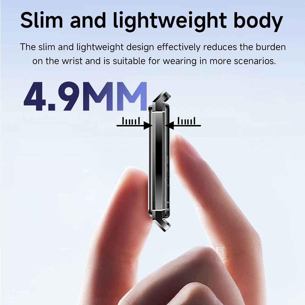 B11 스타일리쉬 4.9mm 초슬림 스마트 팔찌 곡선형 디자인 통화 알림 HD 디스플레이 원터치 컨트롤 스마트 밴드 IP68 방수