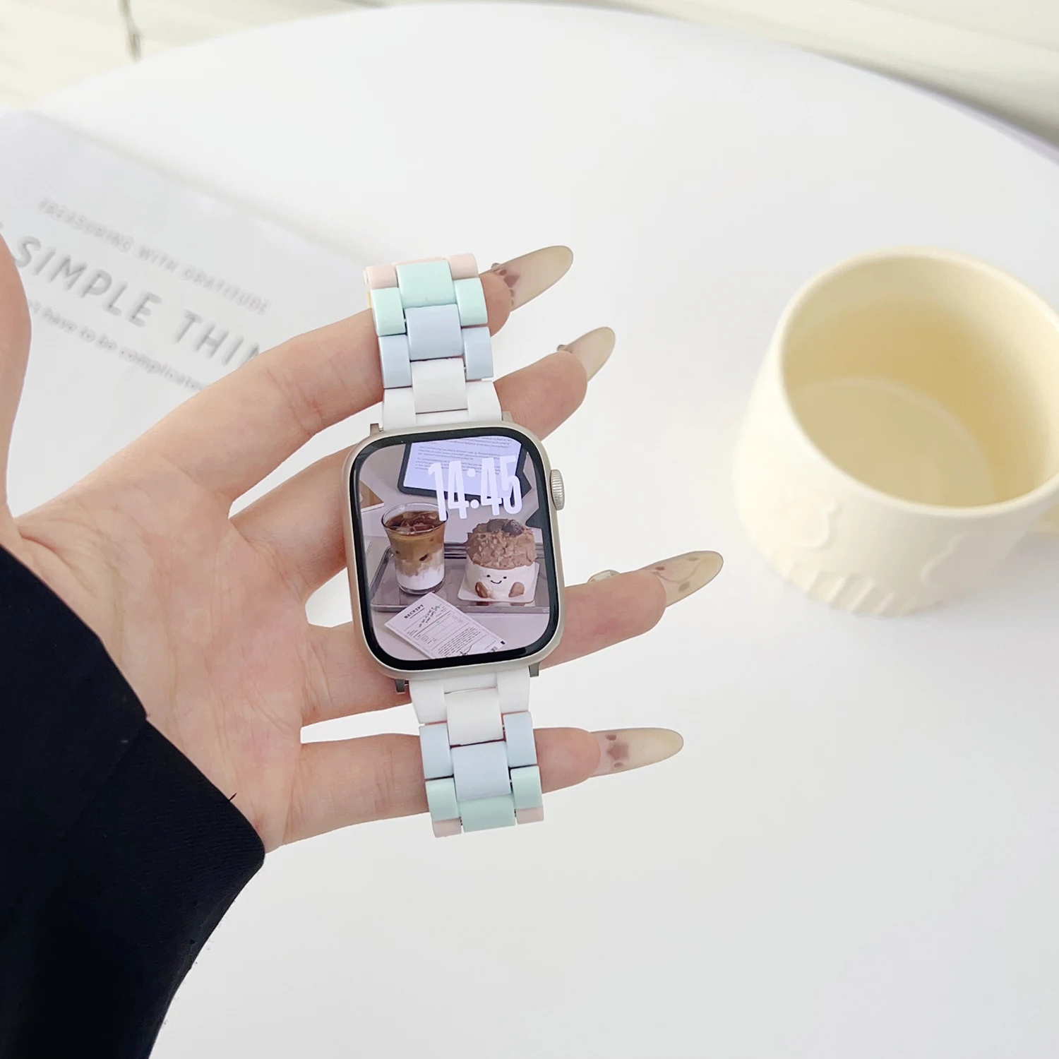 Farbblockierendes trendiges Armband für Apple Watch Ultra 49 mm S10 45/44/42–38 mm Sweet Cool Style Armband für Iwatch S9 8 7 Universal 22 mm – Detail 2
