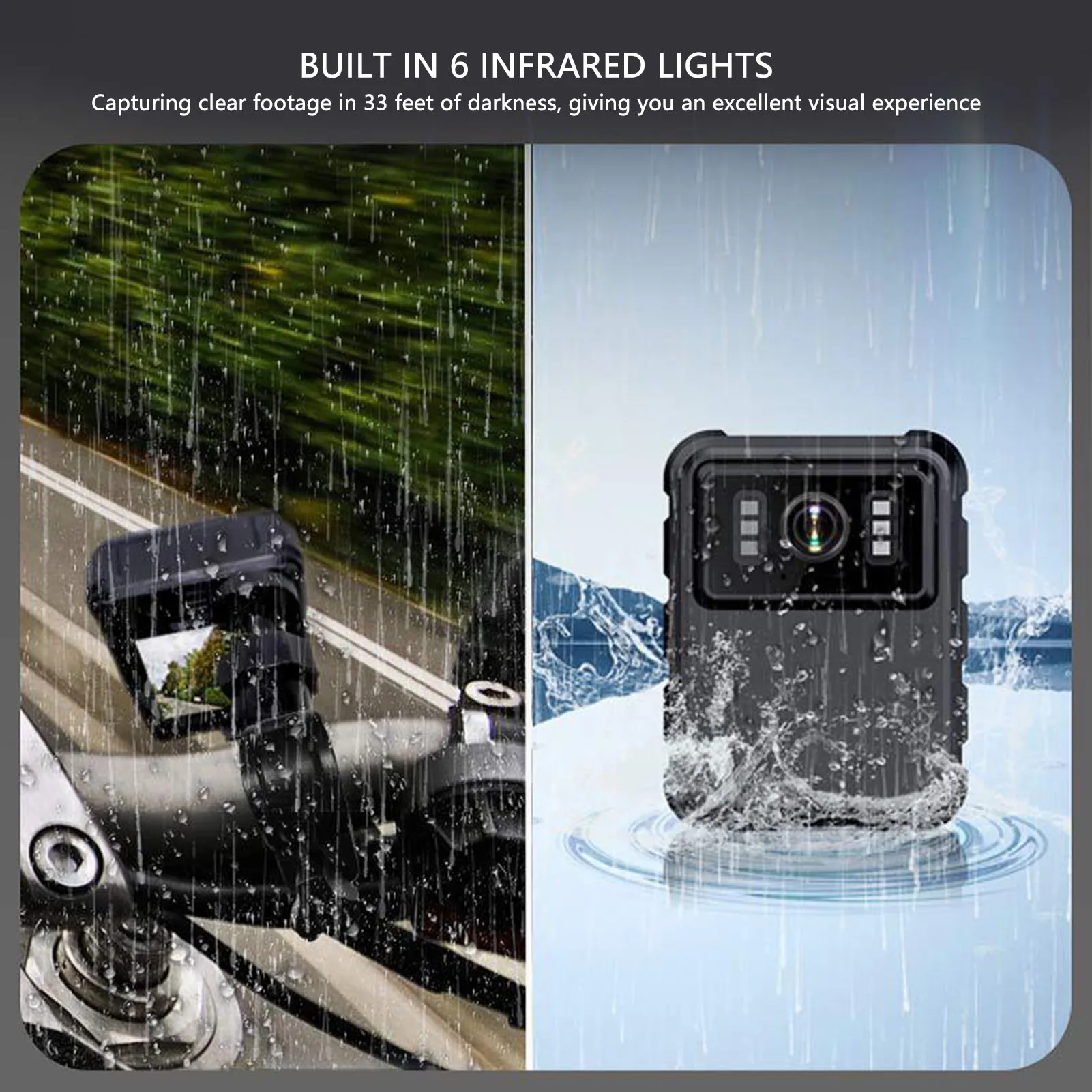 Wearable Camera Loop Recording 1080p HD Infrared Night Vision 1800mAh Battery Capacity Body Mounted Camera for Law Enforcement 4