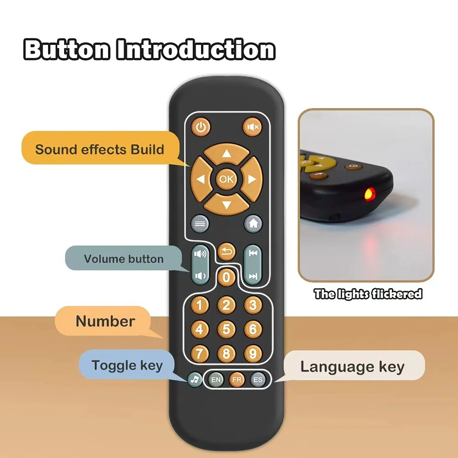 The remote control for infant and toddler language learning switches to the Three Kingdoms language and comes with a battery 5