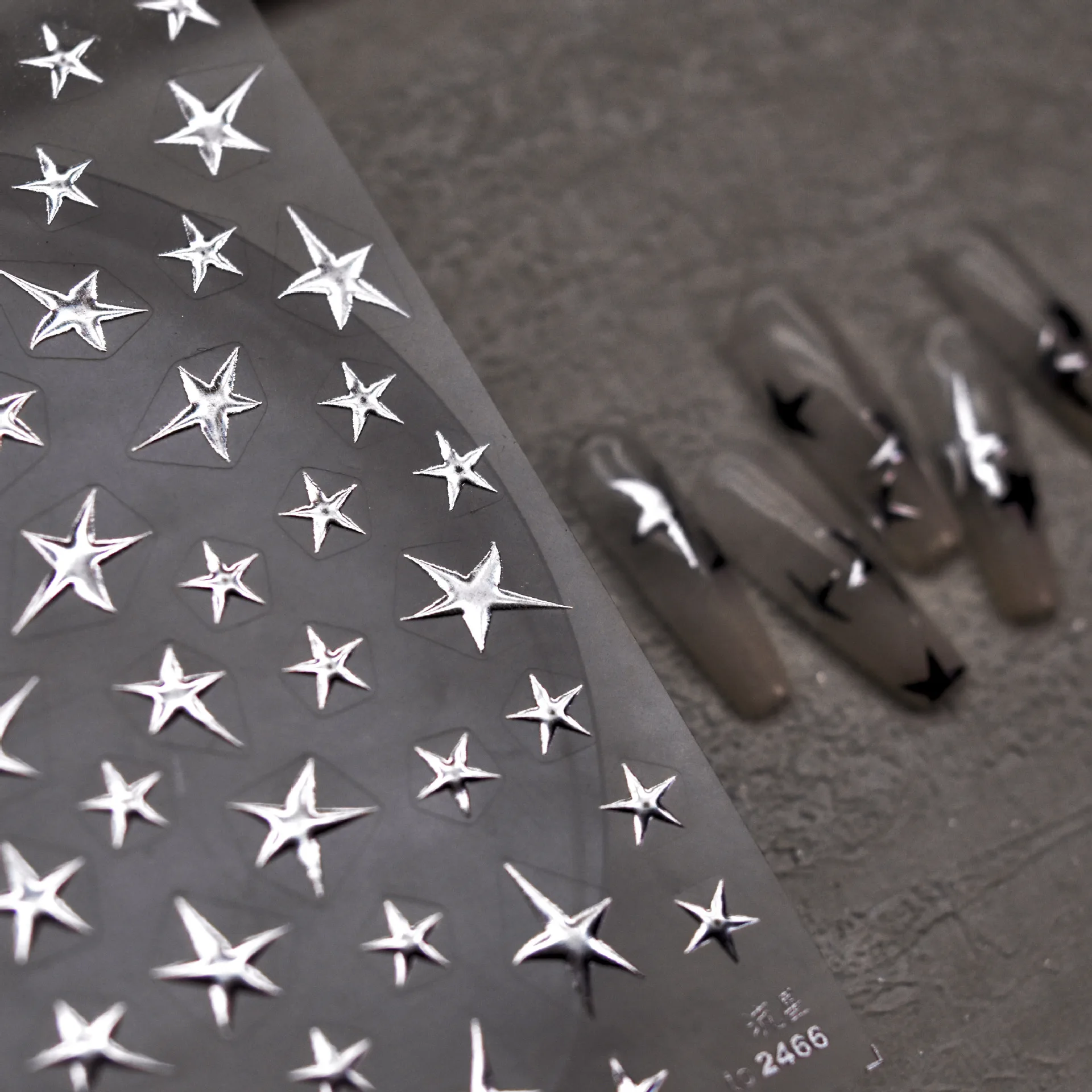 

Bronzing Laser Silver Star Nail Art Stickers 8*10cm Holographic Silver Self-Adhesive Star Decal DIY Manicure Star Slider NKS*52