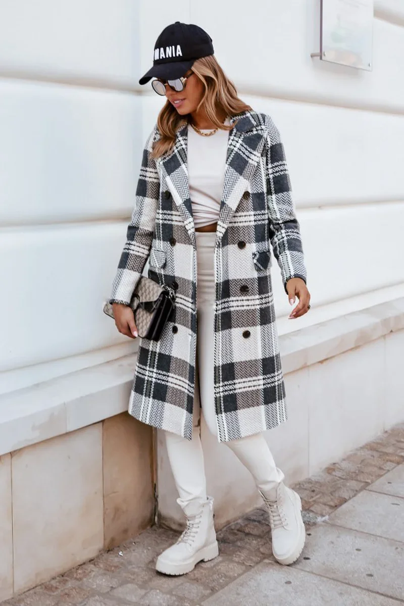 Fashion Elegant Turn-Down Collar Woolen Coat Tops Casual Women Long Sleeve Lady Outerwear Autumn Winter Long Overcoat Streetwear