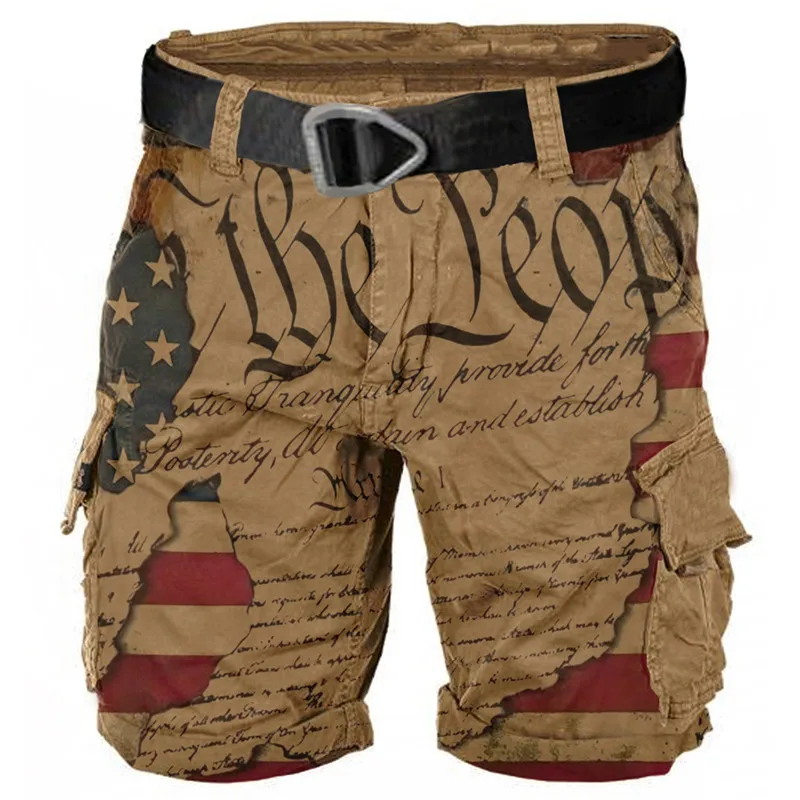 Men's Summer New Simple and Versatile Handsome Trendy Workwear Pants Large Sports Street Retro Motorcycle Workwear Shorts