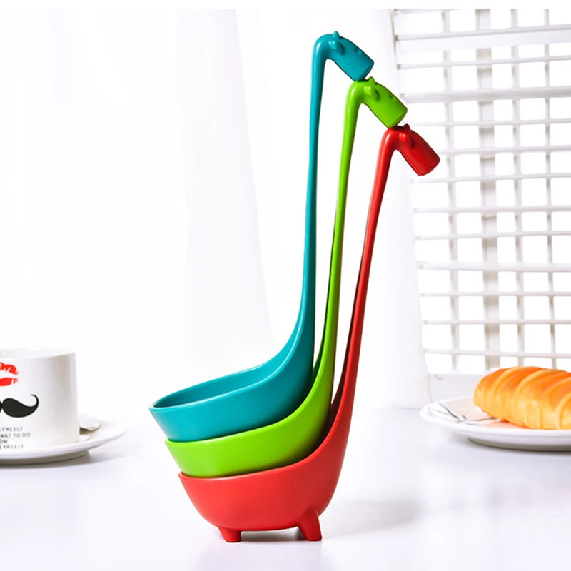 Plastic spoon FHEAL Cute Giraffe Colander With Long Handle Food-grade PP Long Handle Cooking Utensils Tableware Spoon Kitchen Accessories