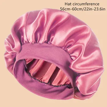 1pc Women's Solid Color Satin Wide-Brimmed Shower Cap, Suitable For Daily Use Silk Bonnet Satin Bonnet 4