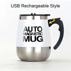 Automatic Self-Stirring Magnetic Mug - Stainless Steel Coffee and Milk Mixer with Thermal Insulation (Rechargeable White)