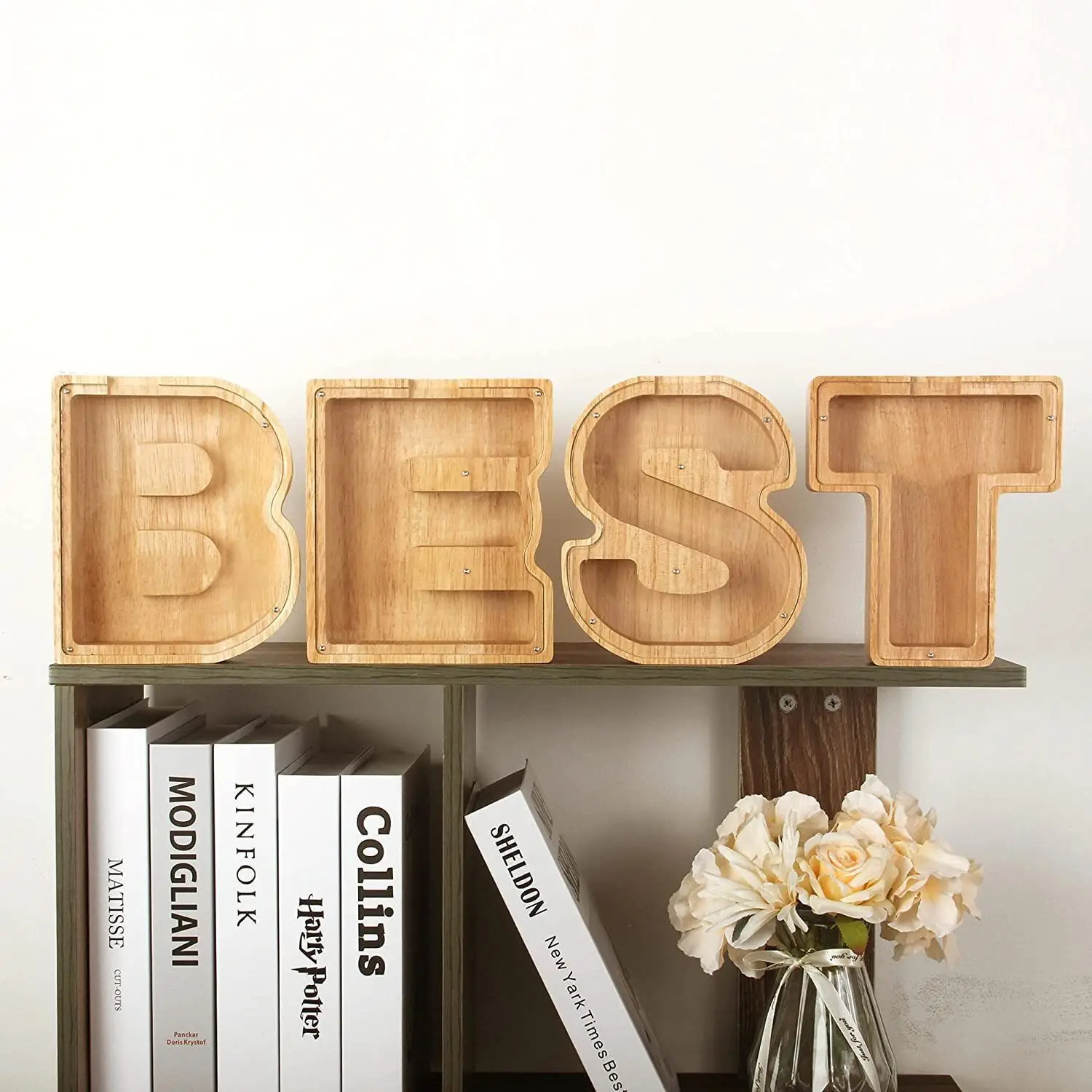 Twenty-six English Alphabet Moneybox Coin Money Piggy Bank Wooden Letter Saving Box Desktop Ornament Home Decor Crafts For Kids piggy bank