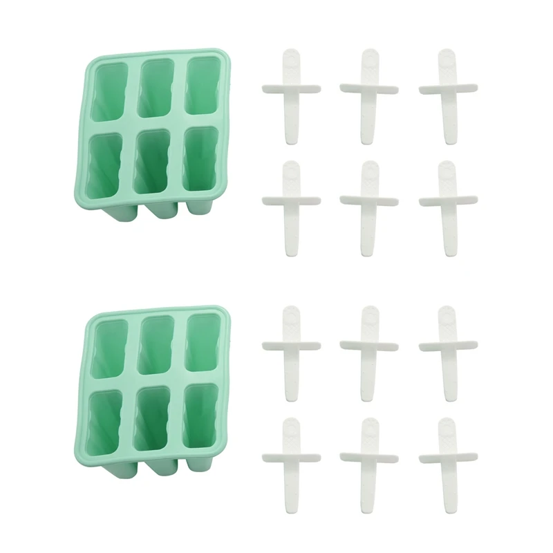 

2X Popsicle Molds 6 Pieces Silicone Ice Molds Bpa Free Popsicle Mold Reusable Easy Release Ice Maker