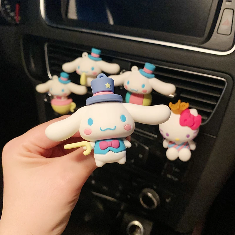 Kawaii Sanrios Anime Cinnamoroll Aromatherapy Jewelry Car Perfume Diffuser Air Vent Perfume Clip Auto Interior Air Fresher Gift