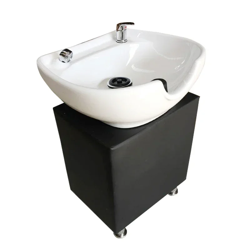 Vertical Shampoo Bed Hair Salon Barber Shop Seated Shampoo Basin Flush Basin Column Base Ceramic Basin Accessories Washbasin 5