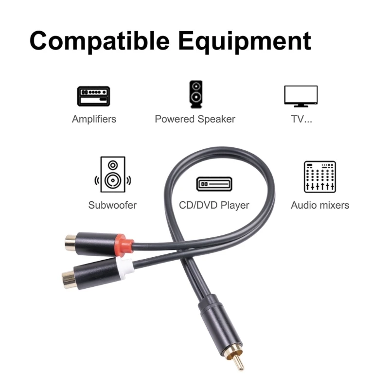 Y Adapter 1 RCA (Male) to 2 RCA (Female) Stereo Y Adapter Subwoofer Cable 1 Male to 2 Female Splitter Connectors audio adapter audio converter adapter sound card adapter