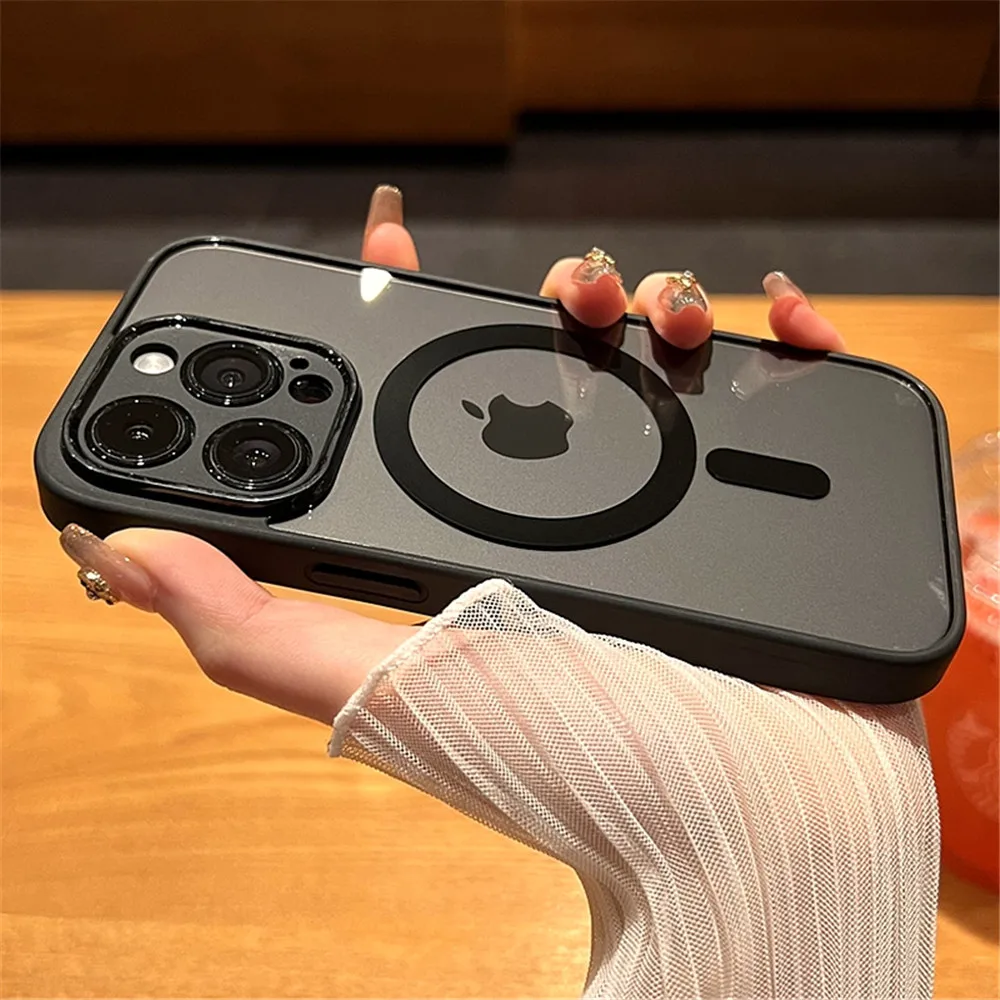 Priehľadné mäkké puzdro Magsafe pre iPhone 15 11 12 13 14 Pro Max Magnetické bezdrôtové nabíjanie Transparentný kryt nárazníka_voghion.com