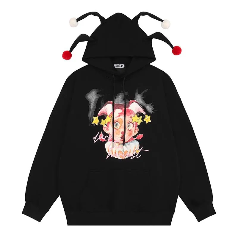 Trendy Clothes For Women American Funny Clown Print Design Hoodie Men And Women Fashion Brand Loose Lovers Hoodie