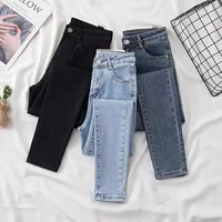 Spring-Autumn 2024 New High-Waisted Elastic Slimming Jeans Women's Black Mini Pencil Leggings Versatile Small Foot Tightening