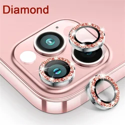 Premium Metal Camera Lens Protector with Ring Lens Glass - 13 13Mini (2PCS) (Diamond Pink)