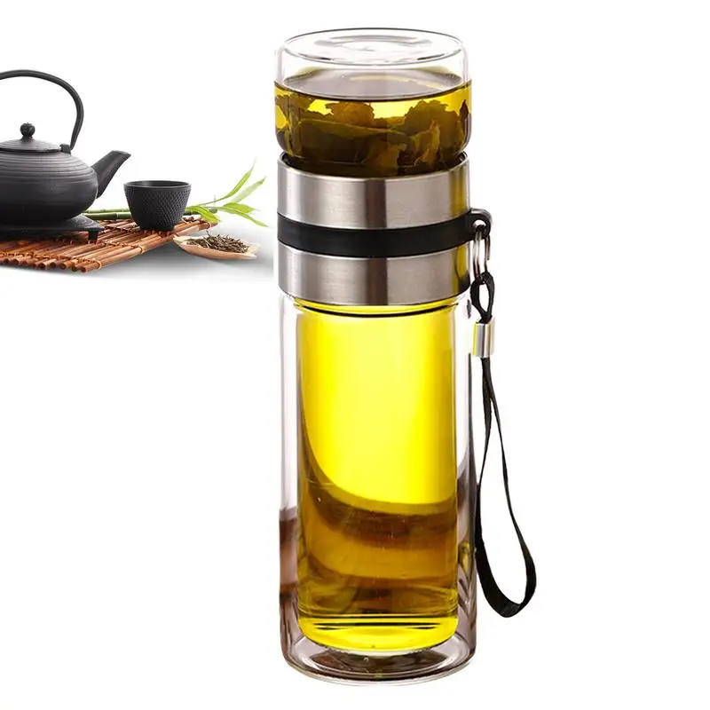 Water Bottle With Tea Separation Leak-Proof Travel Mug Double Wall Tea Cup Portable Infuser Water Bottle Separation tea separation water bottle