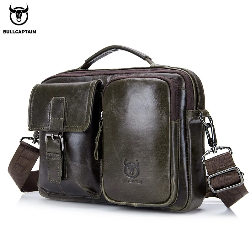 

BULLCAPTAIN New Genuine Leather Men Crossbody Bag Male Briefcase Messenger Bag Casual Business Briefcase Style Men Shoulder Bag