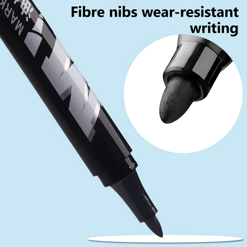 M&G 10pcs Markers M01 Single Tip Black Blue Red Oil-based Marker Logistics Marker for Students Exam Office