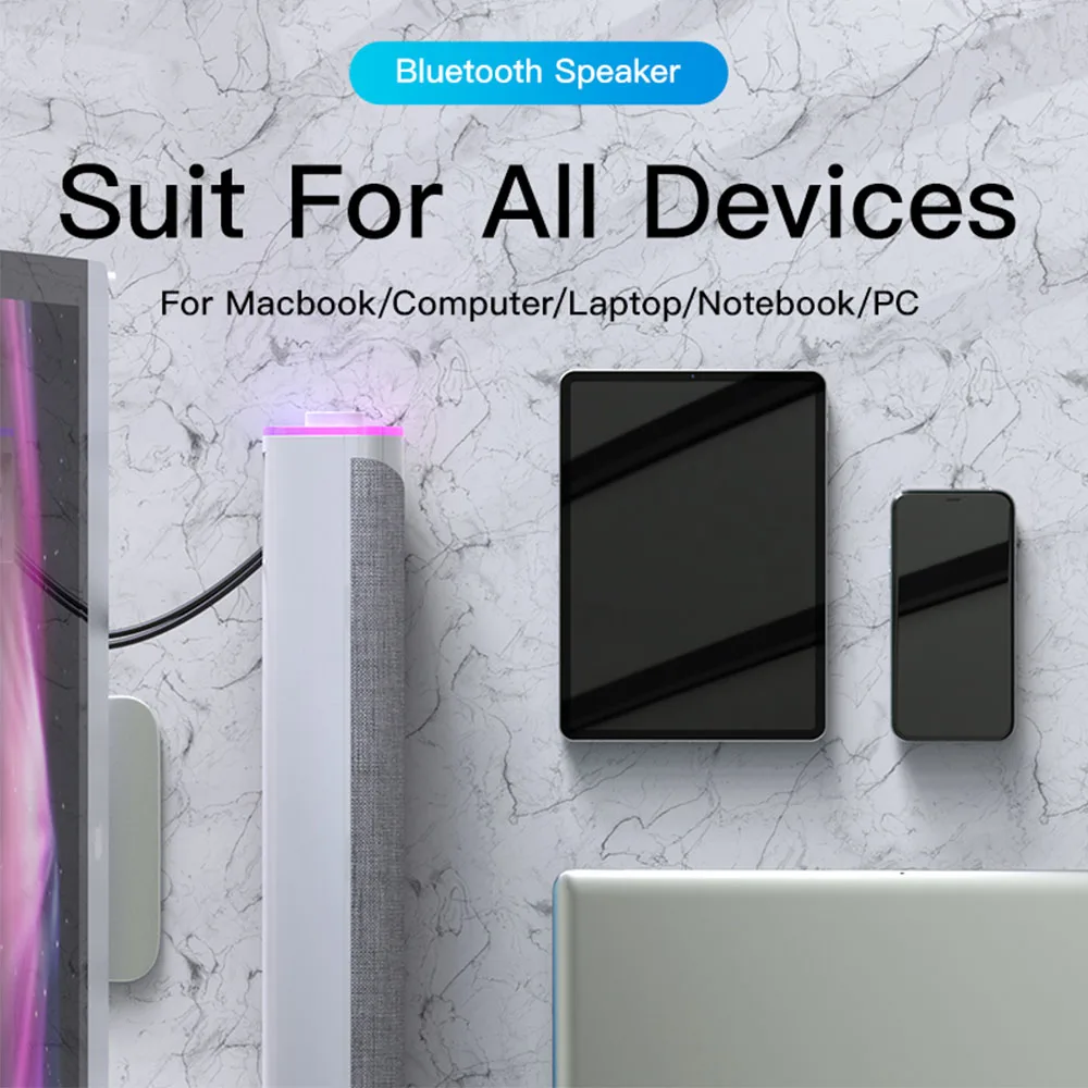 Computer Speaker 4D Wired Bluetooth 5.0 Bar Stereo Sound Subwoofer Surround for Macbook Laptop Notebook PC computer speaker