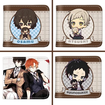 Anime Bungo Stray Dogs Portafoglio corto in pelle PU Simpatico cartone animato Nakajima Atsushi Dazai Osamu Borsa pieghevole regalo per i fan delle maniche