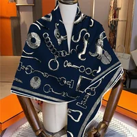 30% Silk 70% Cashmere Scarf Designer Luxury Pashmina Shawls for Women Square Hand Rolled Edges Stole Blanket Big Poncho 135CM - Image 4