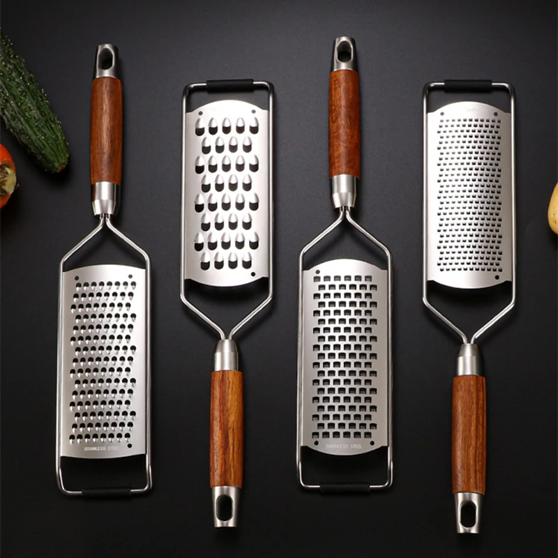 Stainless Steel Cheese Graters Wood Handle Turnip Grater Potato Shredder
