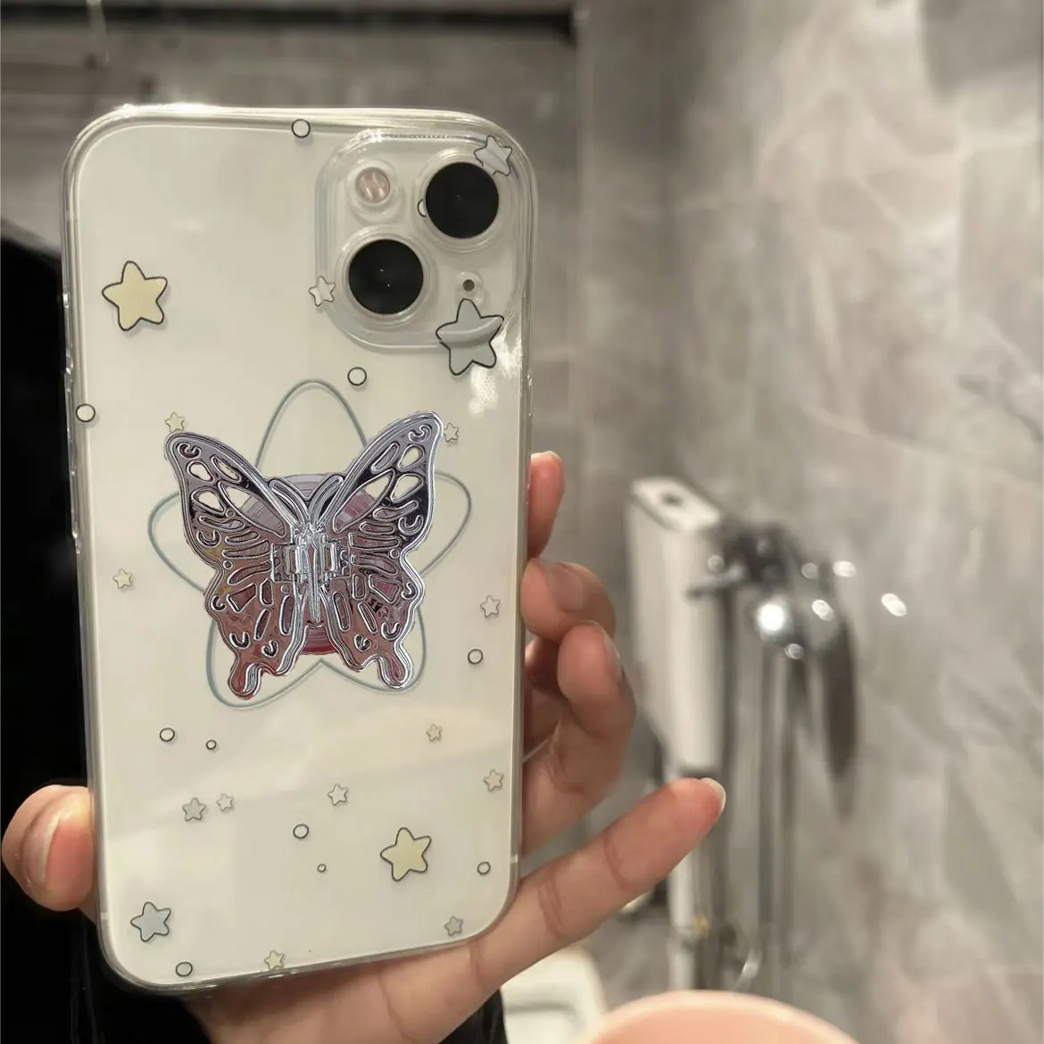 Adorable Starry Night TPU Soft Phone Case - Y2K Cartoon Design