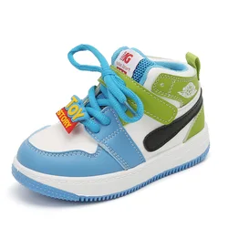 Kids' High-Top Non-Slip Sports Sneakers - Soft-Soled Leisure Basketball Shoes - 24nner15.5cm (Hd-TH-760 blue)