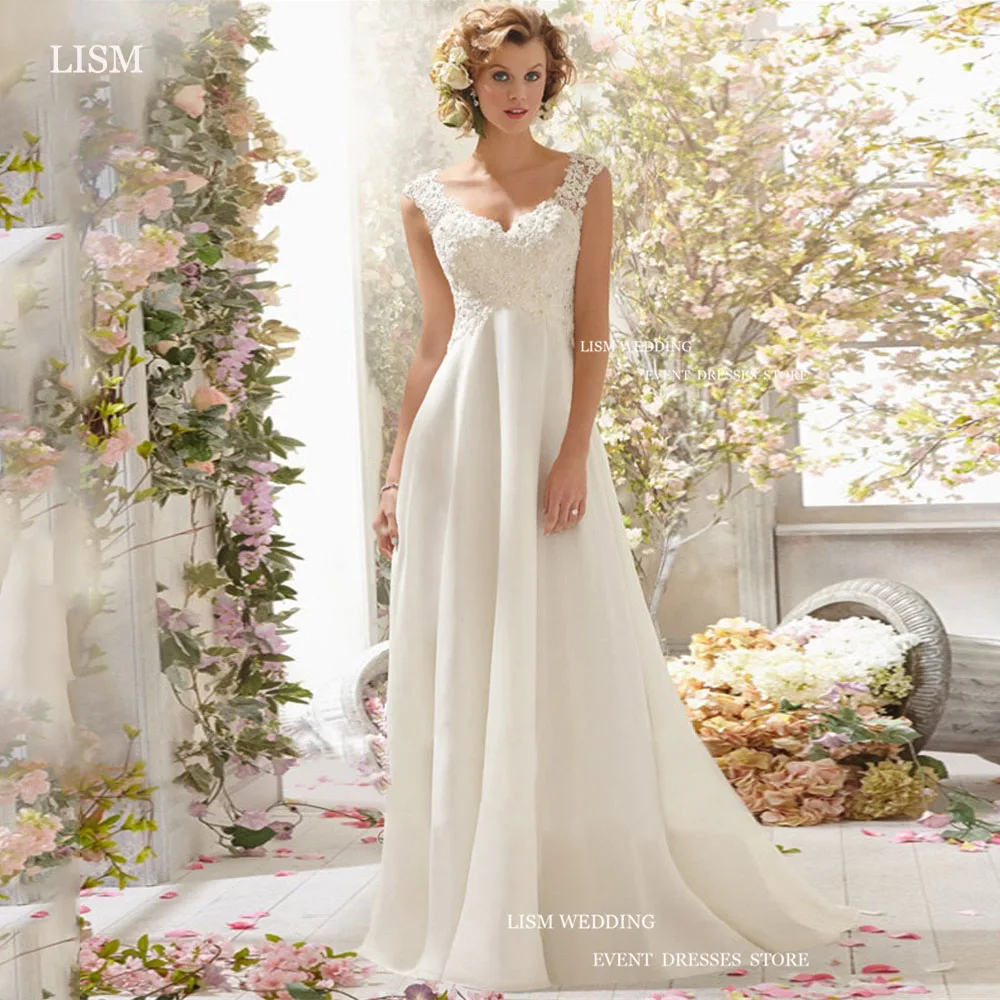 

LISM 2024 New Temperament Double Shoulders Backless V-Neck Chiffon Trailing Sexy Wedding Dresses Custom A-Line Pleat Bridal Gown