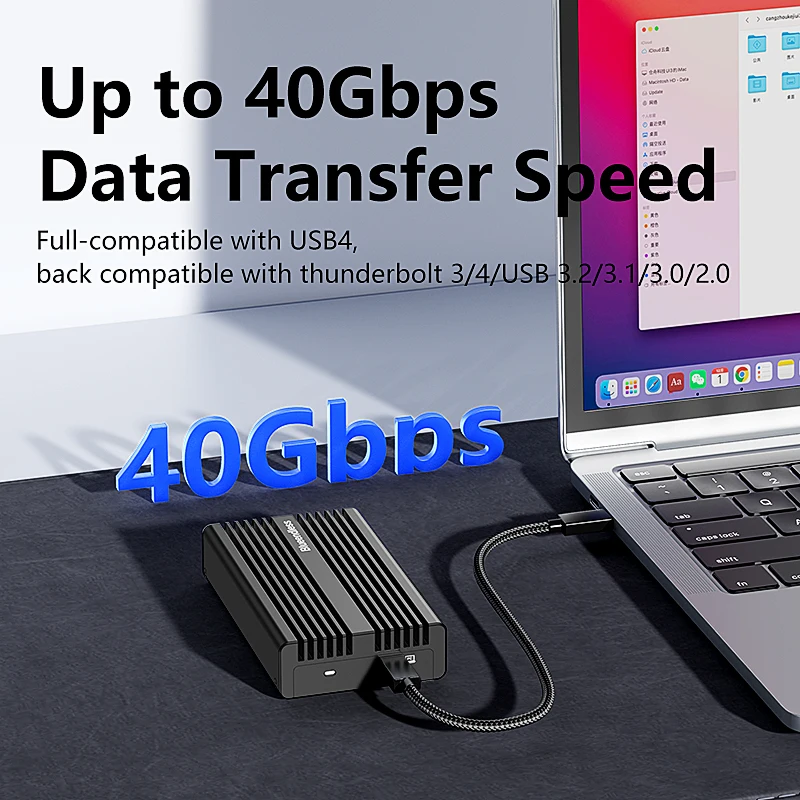 블루엔들리스 40Gbps NVMe SSD 인클로저 USB4.0 PCIe3.0x4 M.2 PCIe SSD 알루미늄 외장 케이스 (썬더볼트 3/4 호환)