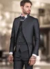 Vintage Black Jacquard Pattern Slim Fit Men Suits Customized Groom Wedding Tuxedos Business Male Prom Blazer Terno Masculino 1