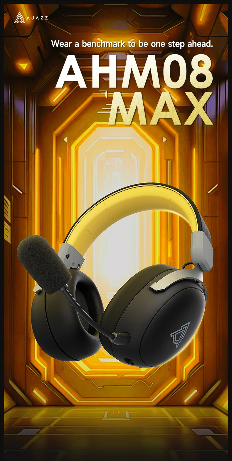 AJAZZ AHM08 MAX Kabelloses Gaming-Headset, 3 Modi, ANC, 1050mAh, Ergonomisch, Geringe Latenz, Geräuschlokalisierung, Lautstärkeregler – Detail 1