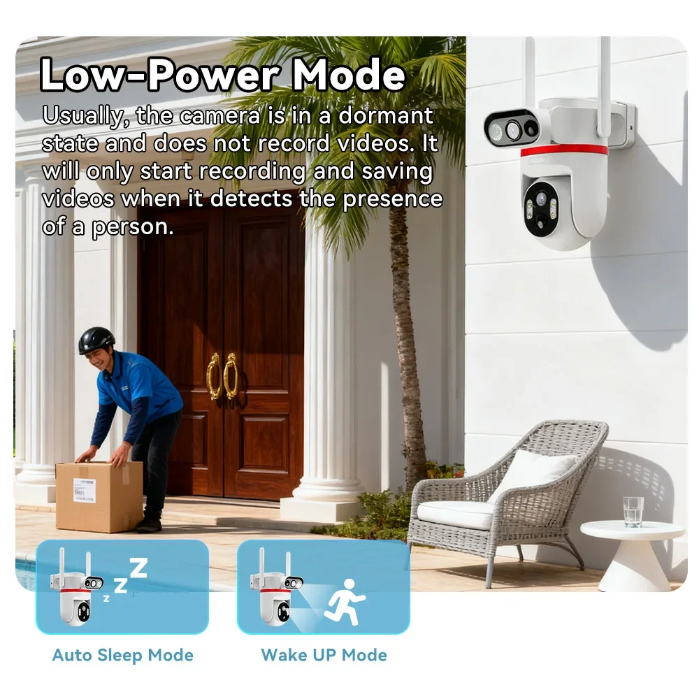 4G LTE Solar Camera, 8MP Ultra HD, 100% Wireless, Dual-Lens PTZ Auto-Tracking Color Night Vision, Dual PIR, IP66, No WiFi Needed