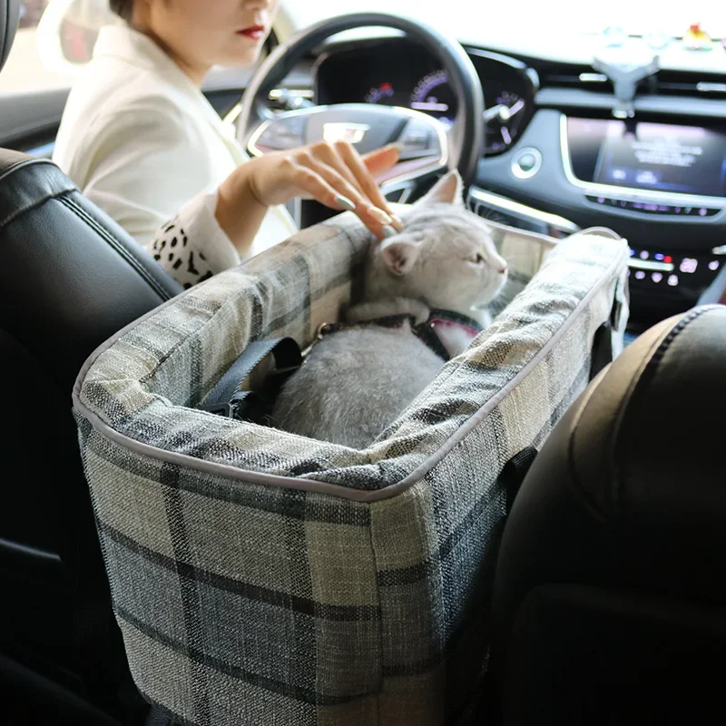 Pet Dog Car Seat for Small Cat Center Console Puppy Travel Booster Bed
