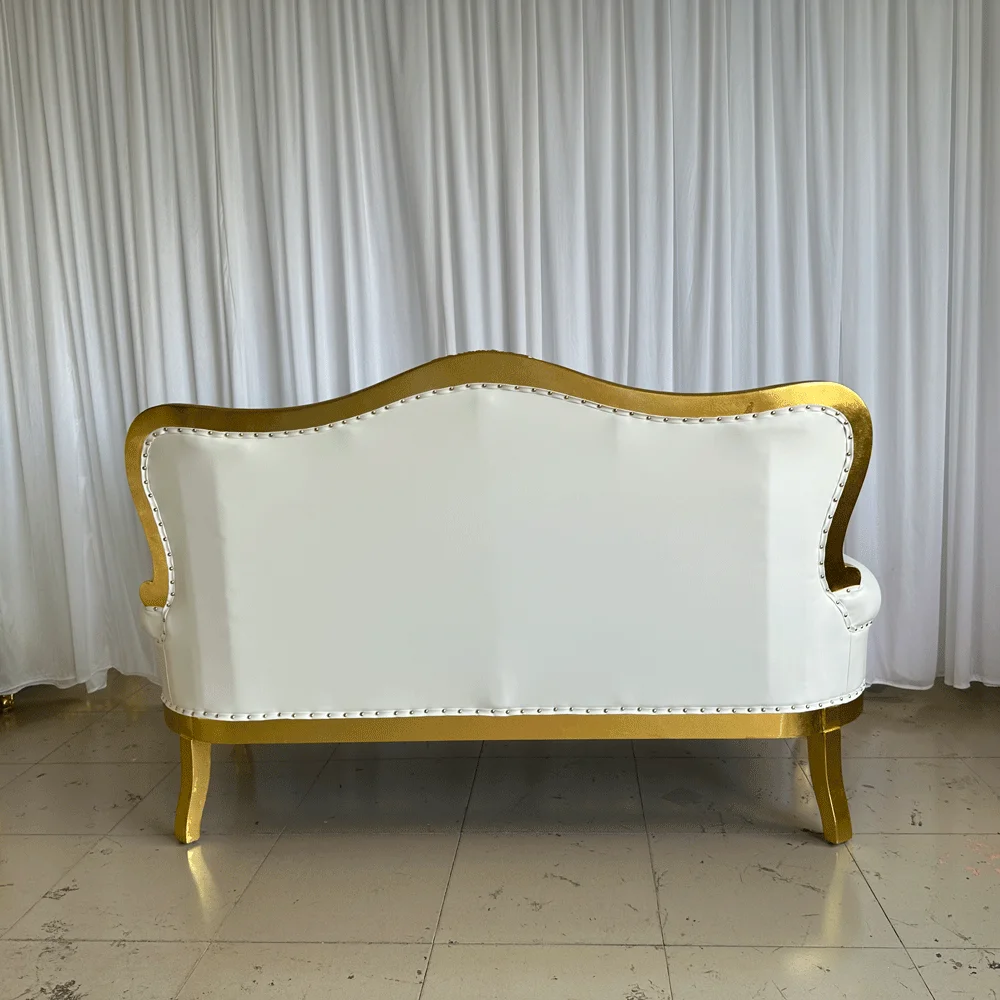 Luxury Royal Throne Wedding Bride Groom Sofa King White & Gold Throne Sofa Leather