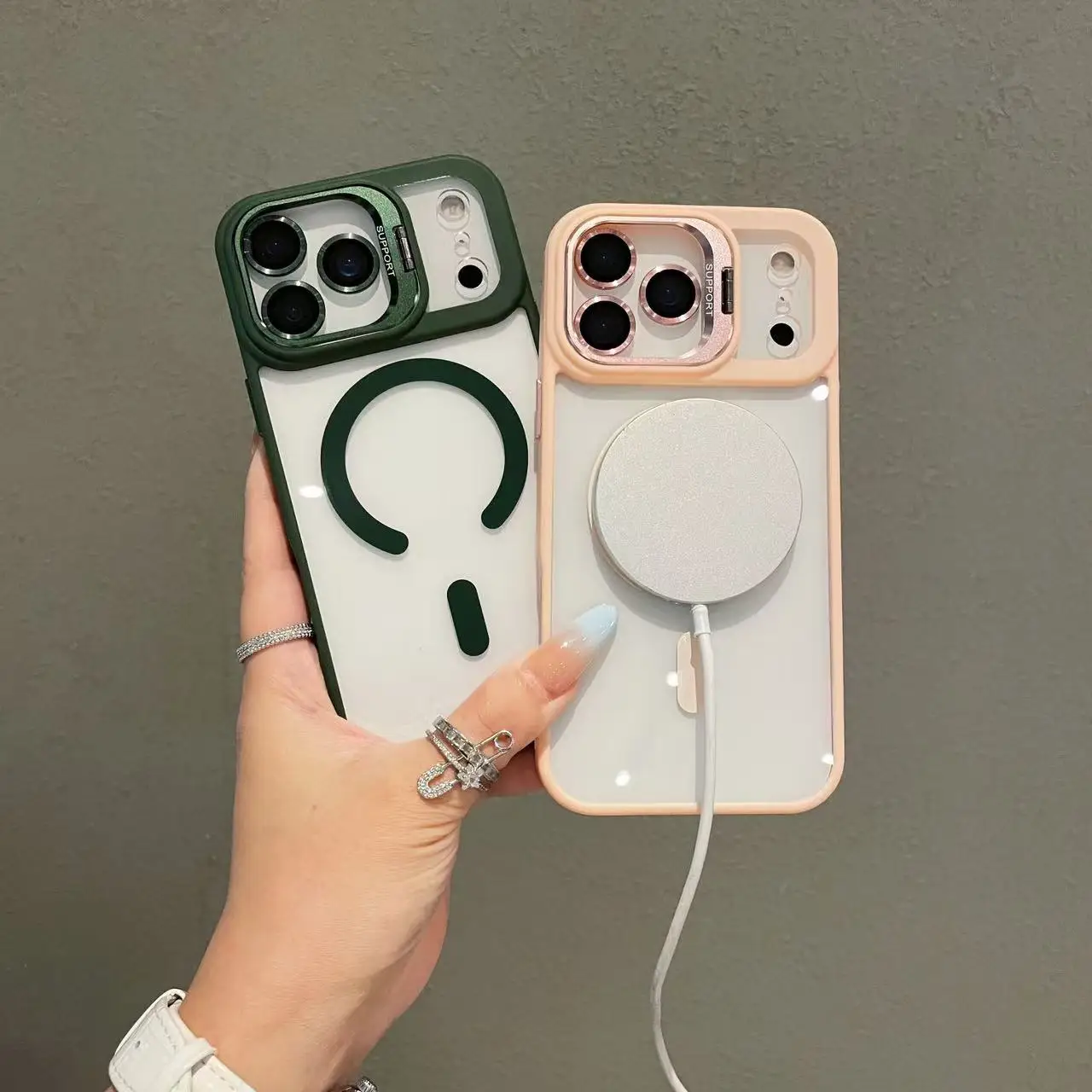 Luxury Transparent Magnetic Clear Shockproof Case with Lens Holder