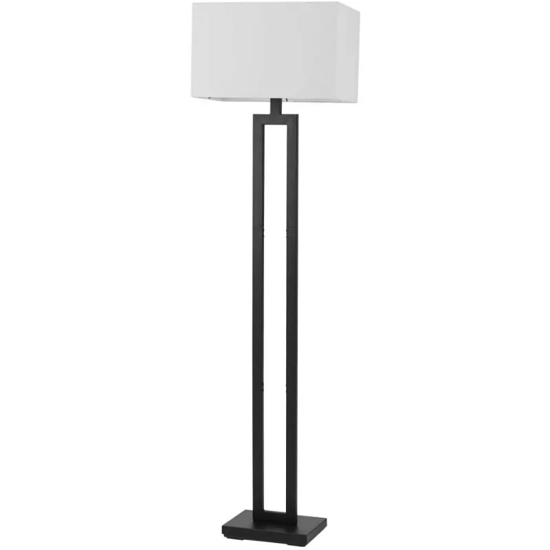 

67046 D'Alessio 58" Floor Lamp, Matte Black, White Linen Shade, On/Off Socket Rotary Switch