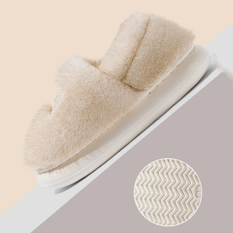 2025 Winter Warm Fluffy Slippers Women Comfort Indoor Soft Sole Cotton Padded Shoes Woman Slip On Anto Slip Plush Slides Female