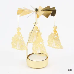 Gold Metal Rotating Carousel Candle Holder for Home and Holiday Decor (GG)