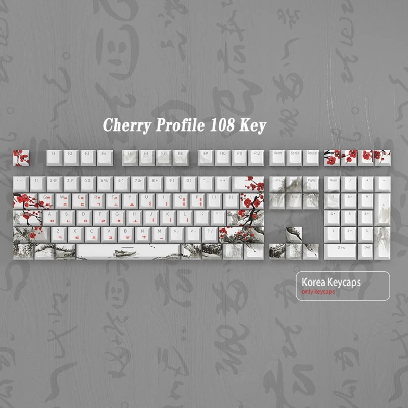 108-Key Mechanical Keyboard Keycaps OEM PBTSublimation Russian KoreanJapanese