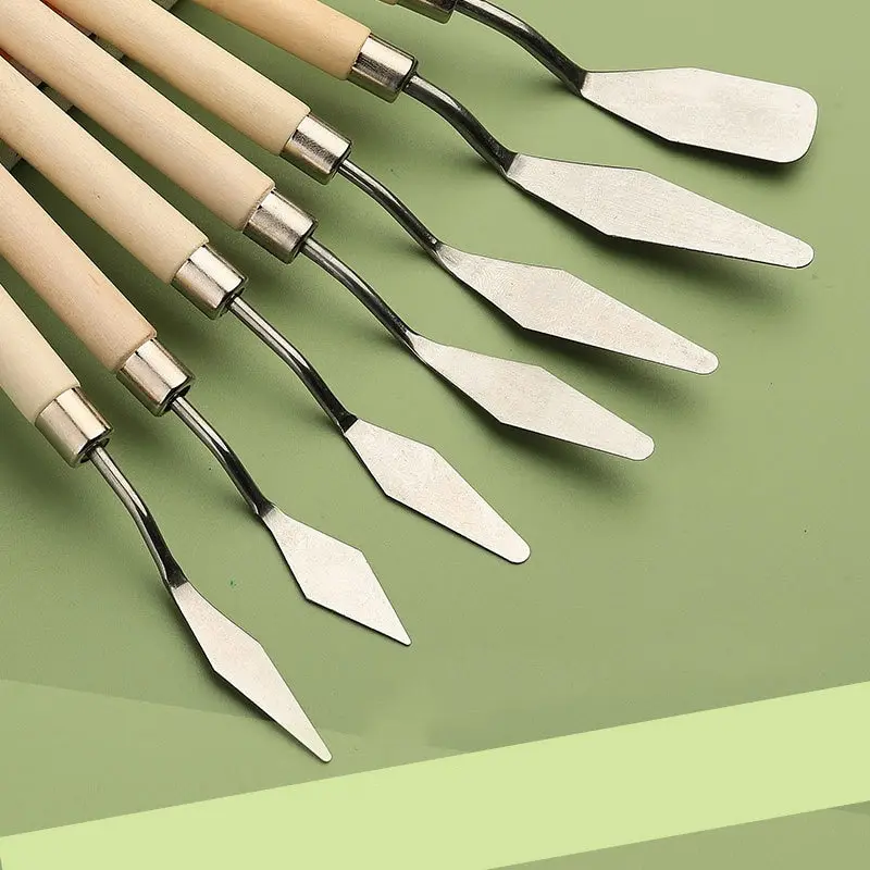 7Pcs Stainless Steel Oil Painting Knives Artist Crafts Spatula Palette Knife Mixing Knife Scraper Art Tools 4