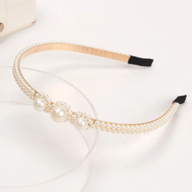 Fashion Pearl Non-Slip Rhinestone Hairbands Elastic Flower Women Hair Hoop Bands Headband Bezel Girls Hair Accessories Headdress e