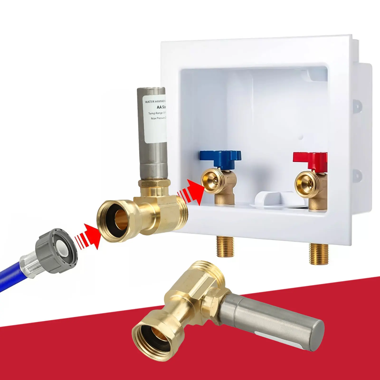 Washing Machine Water Hammer Arrestor Home Appliance Protection Easy Installation Brass