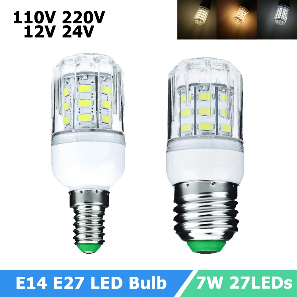 

H​ight Power E27 E17 Screw Base LED Light Bulb AC 110V 220V DC 12V 24V LED Corn Light 7W 24LEDs 5730SMD LED Lamp