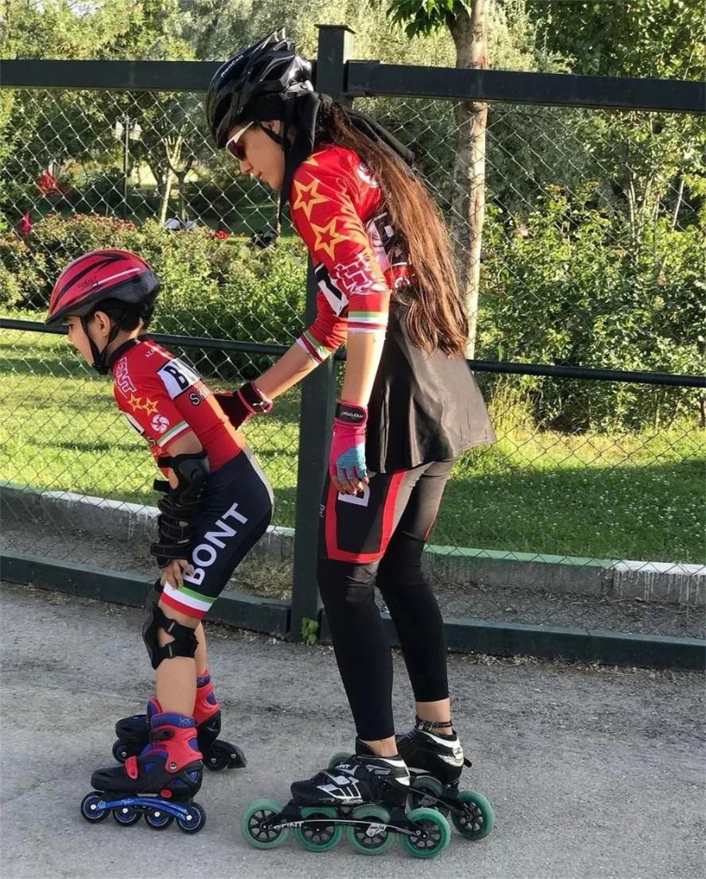 Bont Child Inline Skating Racing Skinsuit Speed Inline Roller Skate Sets Triathlon Clothing Ropa Ciclismo Skating Kids Jumpsuit