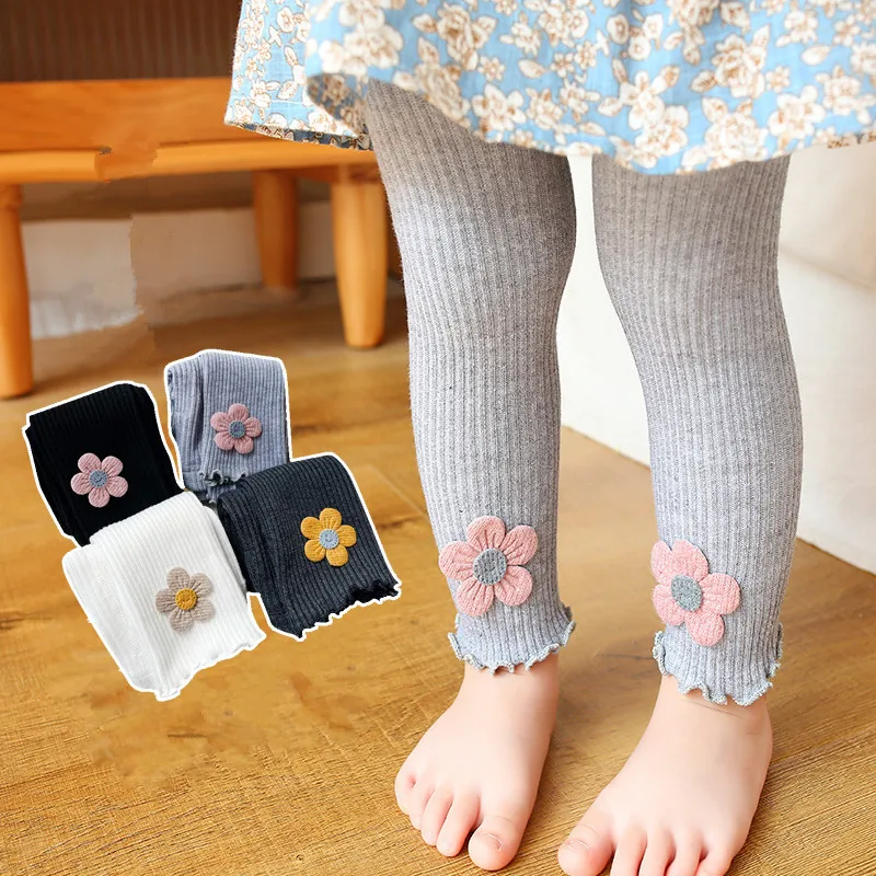 Baby Girl Leggings Autumn Pants Baby Pantyhose Child Toddler Pant Flower Cotton Knitting Trousers for Kids Infant Legging Spring girl leggings kids tights