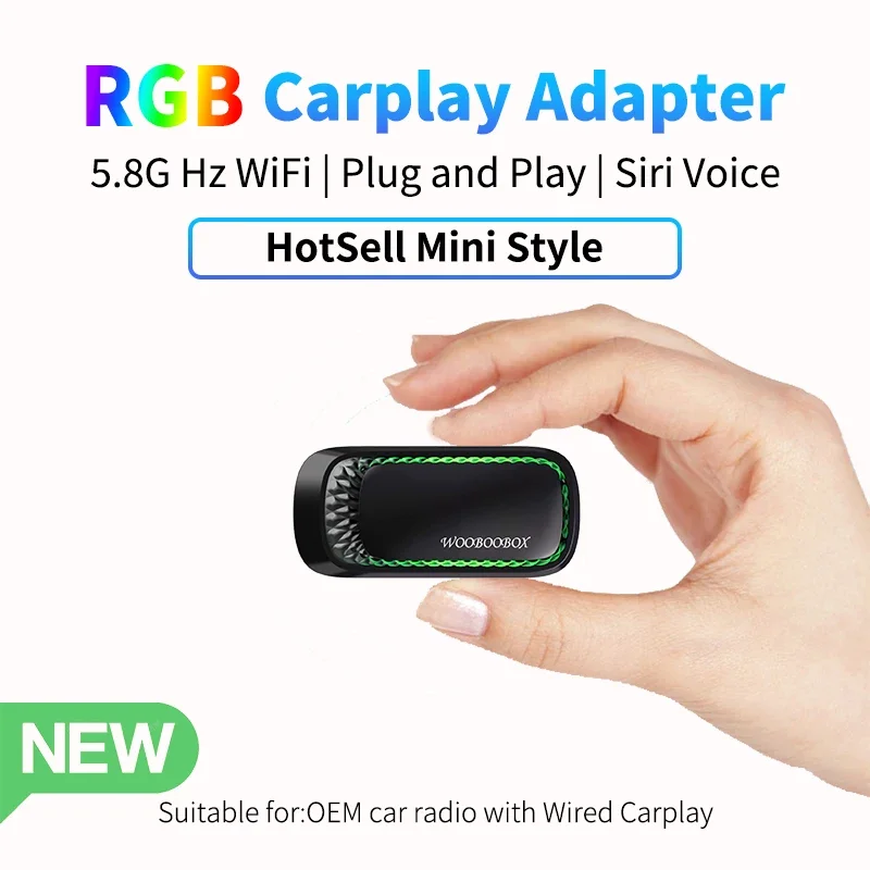 RGB 카플레이 AI 박스 애플 카플레이 무선 어댑터, 자동차 OEM 유선 카플레이, 무선 미니 USB 동글 플러그 앤 플레이, 스마트 카 플레이