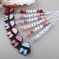 Custom Personalized Name Pacifier Chain English Letters Silicone Clips Mouse Teether Holder Soother Baby Teething Toy Chew Gift 1