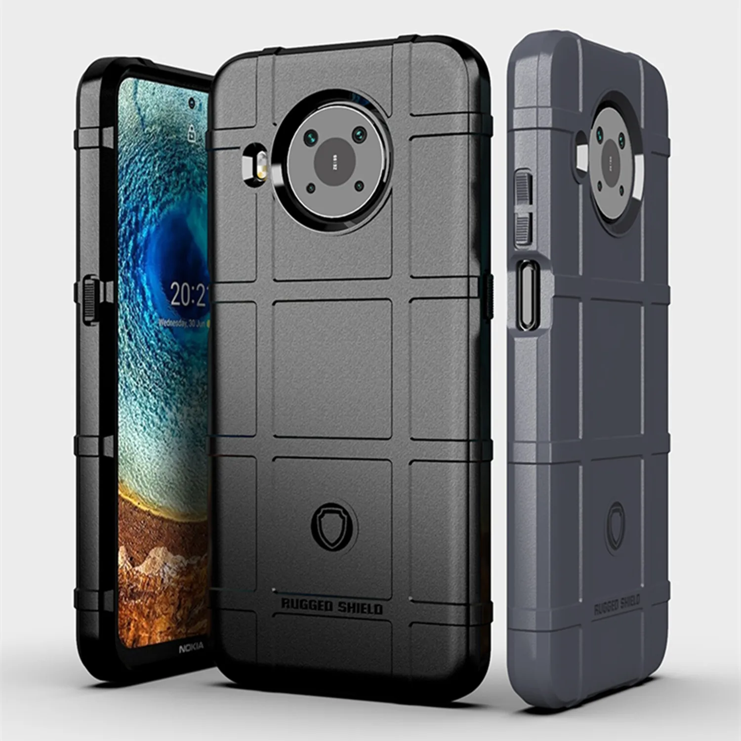 Durable Armor Matte Shockproof Shield Silicone Phone Case - Black